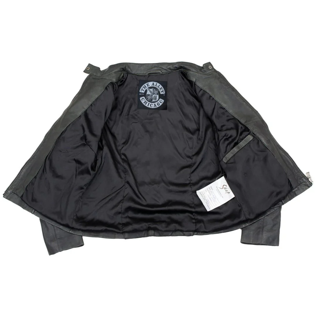 Blacktop Racer Womens Leather Cafe Style Jacket - Image 3