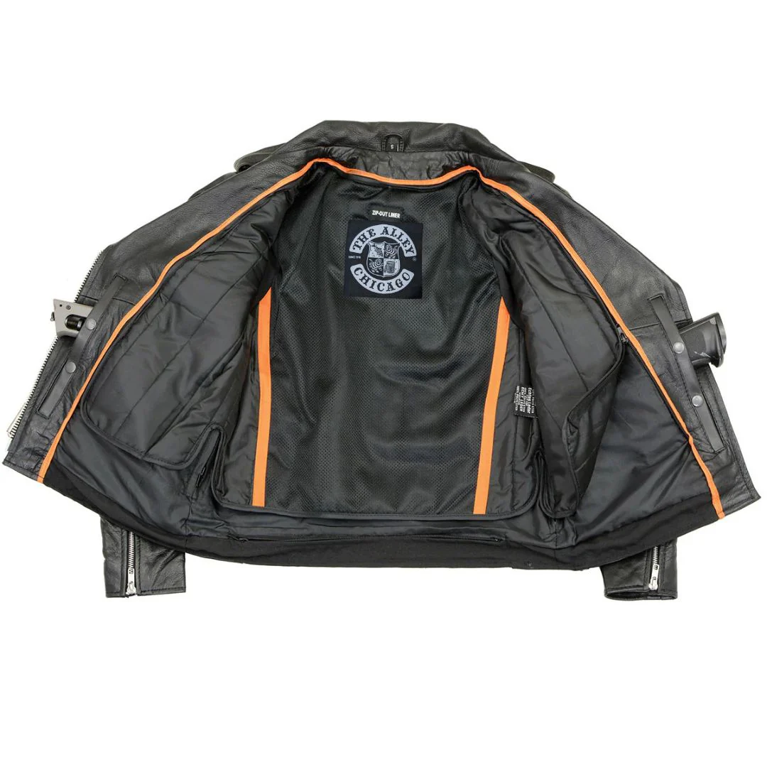 Womens Classic Leather Motorcycle Jacket - Image 4
