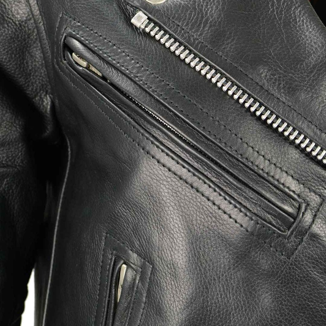 Womens Classic Leather Motorcycle Jacket - Image 5