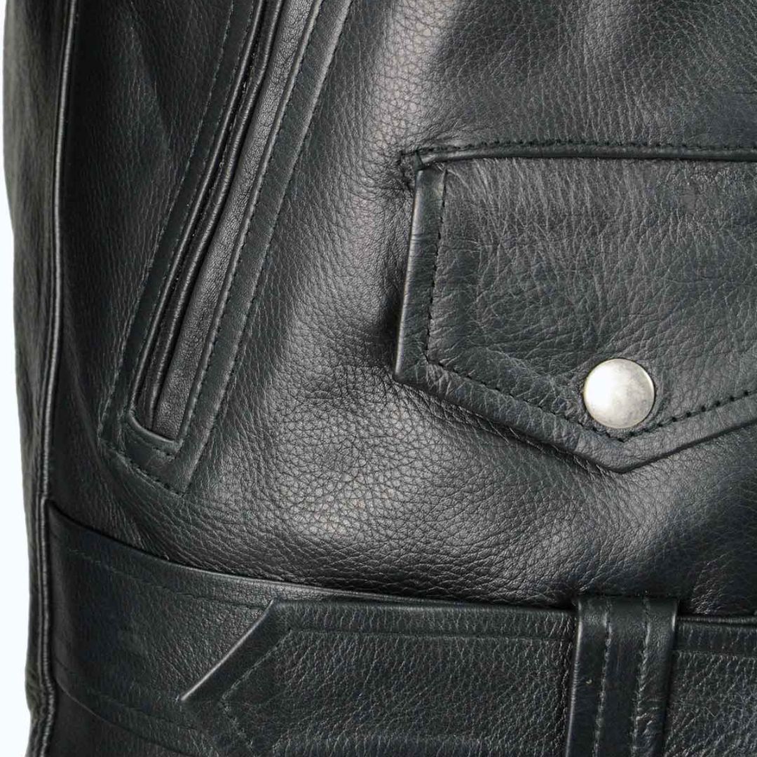 Womens Classic Leather Motorcycle Jacket - Image 6