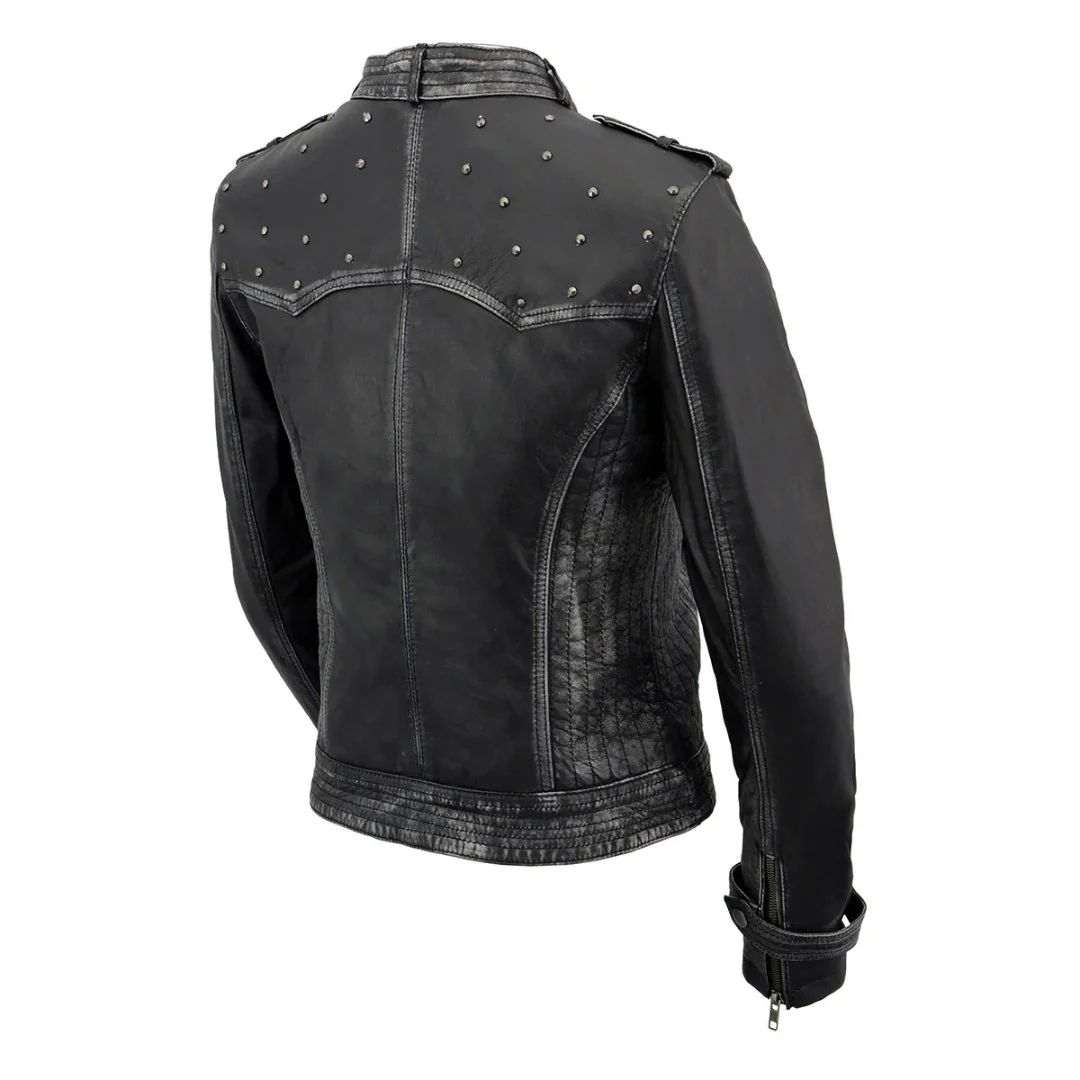 Dark Maiden Womens Studded Leather Jacket - Image 5
