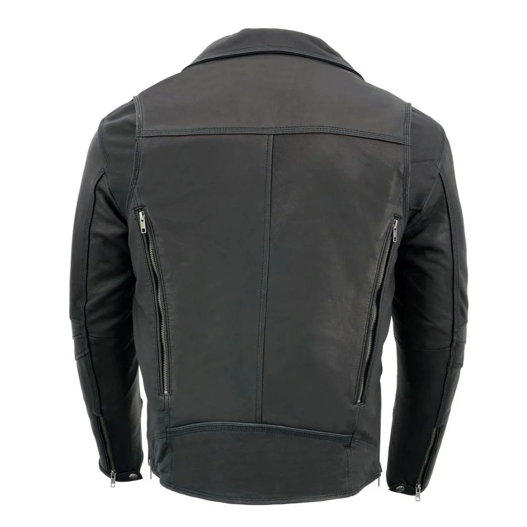Fillmore East Mens Vintage Style Leather Motorcycle Jacket - Image 3
