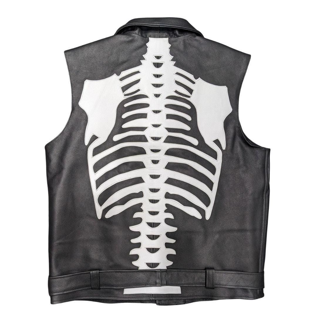 Mens White Skeleton Bones Jacket Style Vest - Image 3
