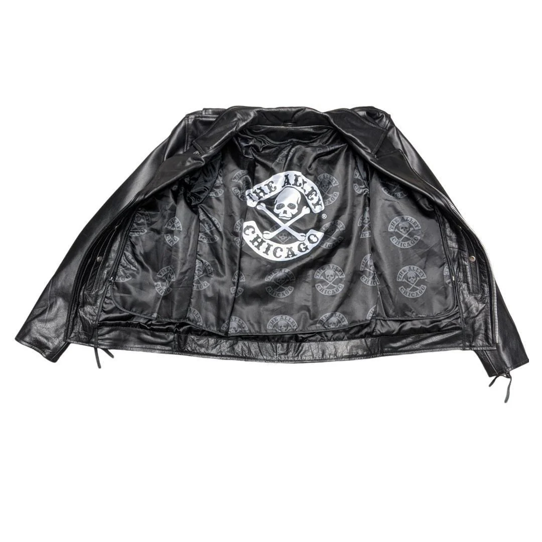 Mens Leather Moto Bomber Jacket - Image 2