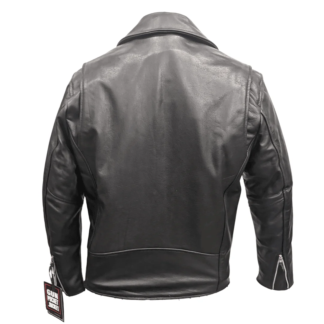 Mens Leather Moto Bomber Jacket - Image 5