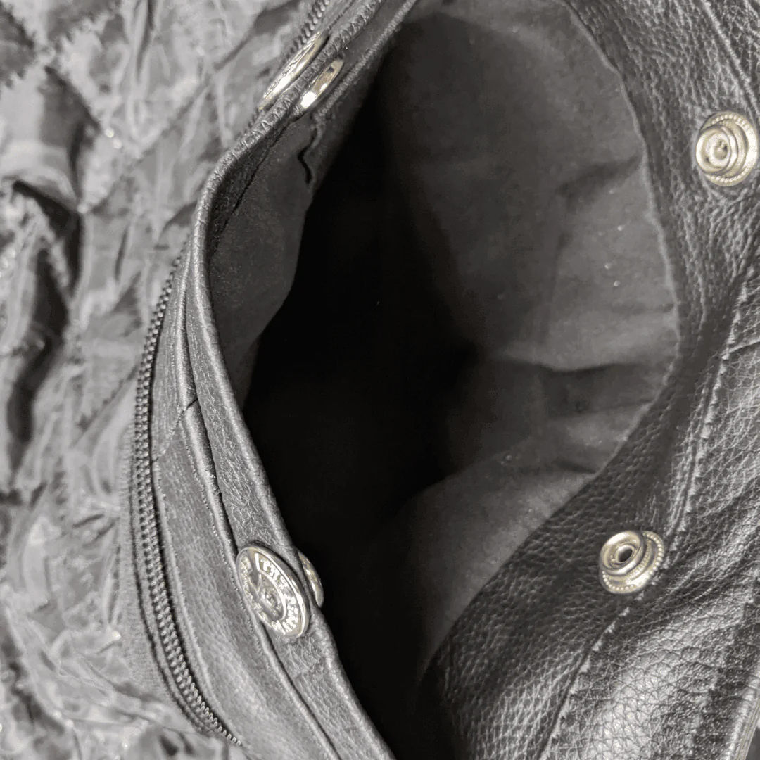 Skeleton Bones White on Black Classic Style Leather Jacket - Image 4