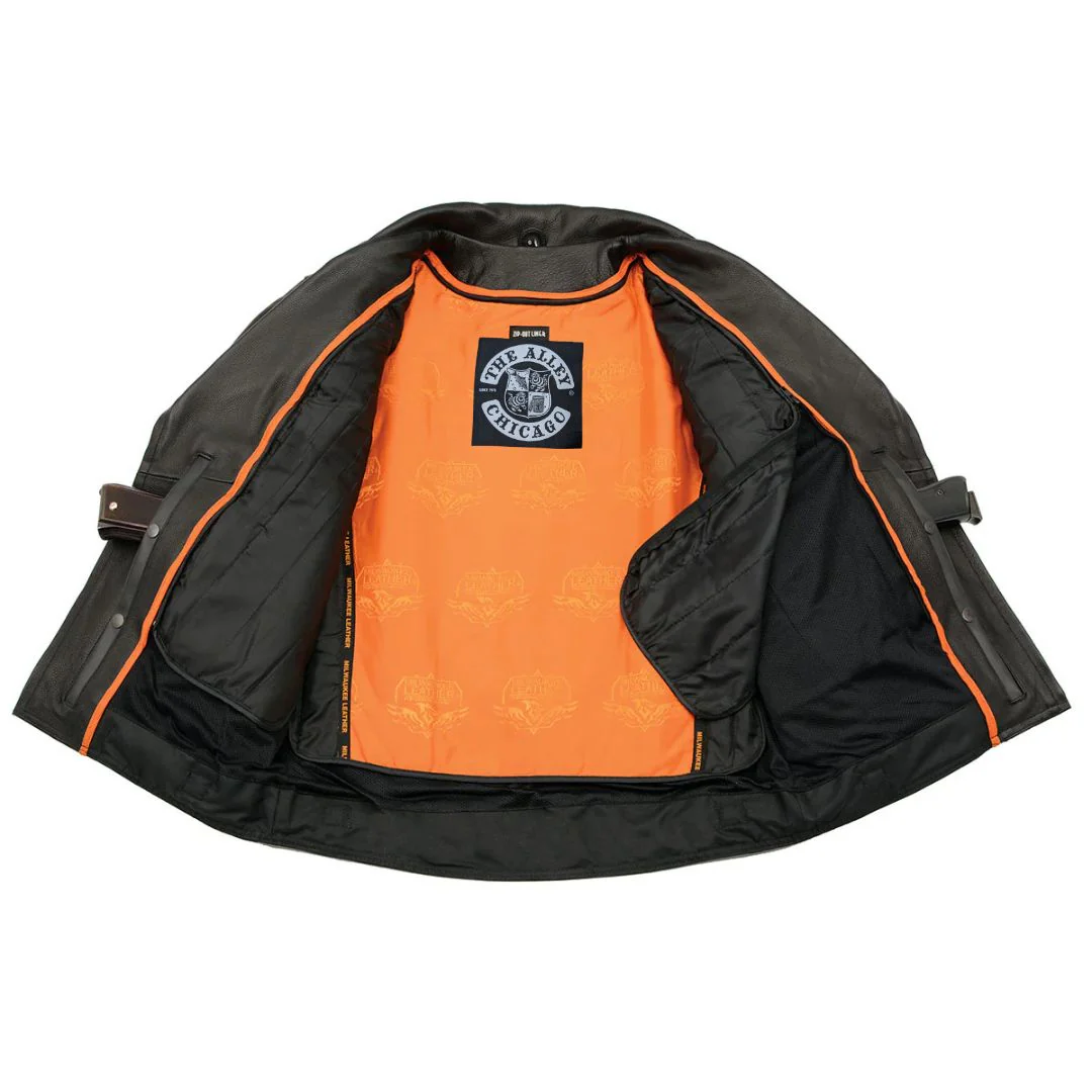 Terminator Mens Leather Motorcycle Jacket With Utility Pockets - Image 3